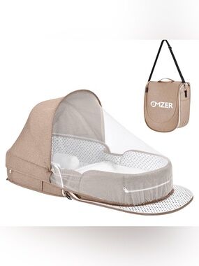 omzer Baby Travel Bassinet Portable Foldable Carry Bag 2-1 Mosquito & Canopy